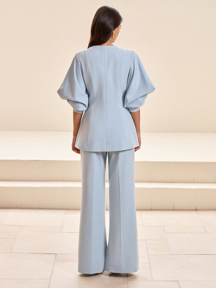 Puffed Sleeve V-Neck Blazer  Liora Lane Boutique Blazers