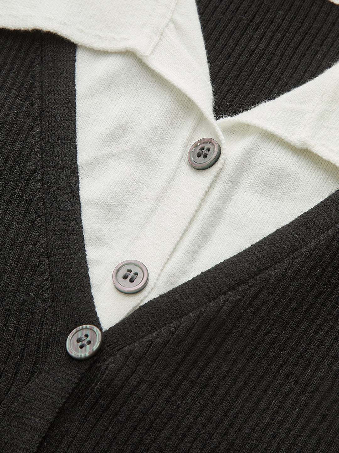 Contrast Trim Collared Knit Cardigan  Liora Lane Boutique Cardigans