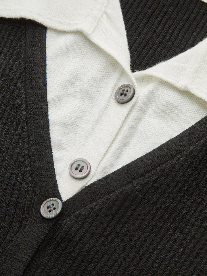 Contrast Trim Collared Knit Cardigan  Liora Lane Boutique Cardigans