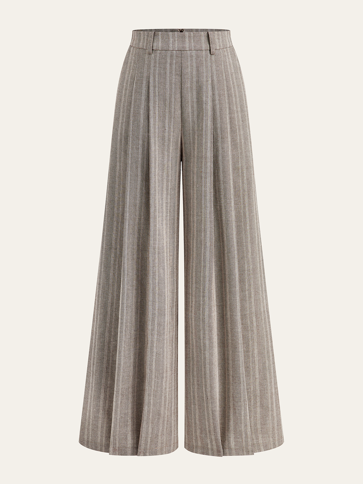Linen Blend Wide-Leg Pants  Liora Lane Boutique Pants Brown / XL 52.00