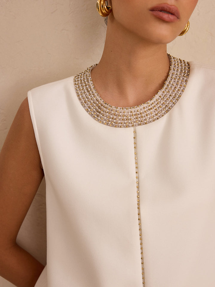 Hand-Beaded Sleeveless Top and Skirt Set  Liora Lane Boutique Skirt Sets