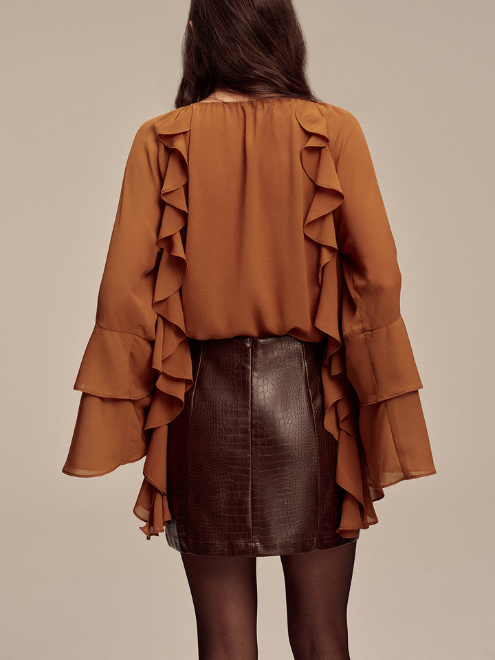 Faux Leather Crocodile-Embossed Mini Skirt  Liora Lane Boutique Skirts