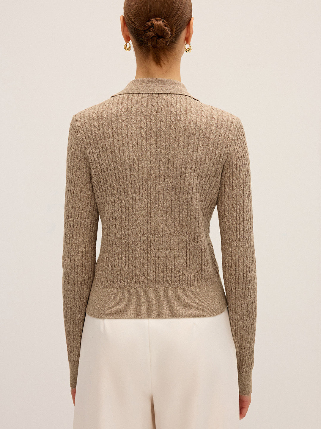 Cable Knit Cotton Collar Sweater  Liora Lane Boutique Sweaters