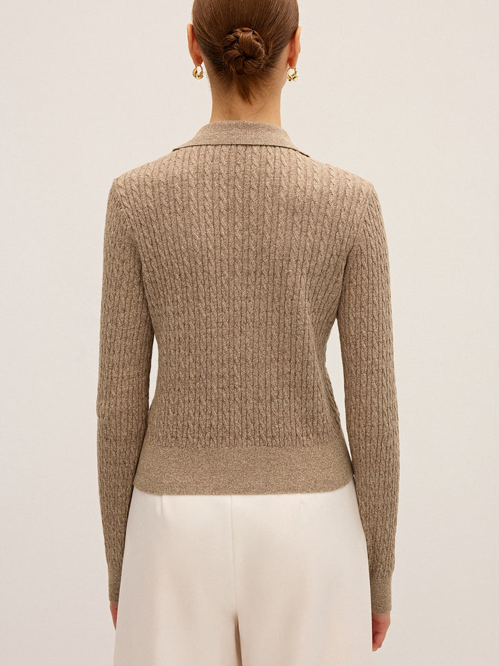 Cable Knit Cotton Collar Sweater  Liora Lane Boutique Sweaters