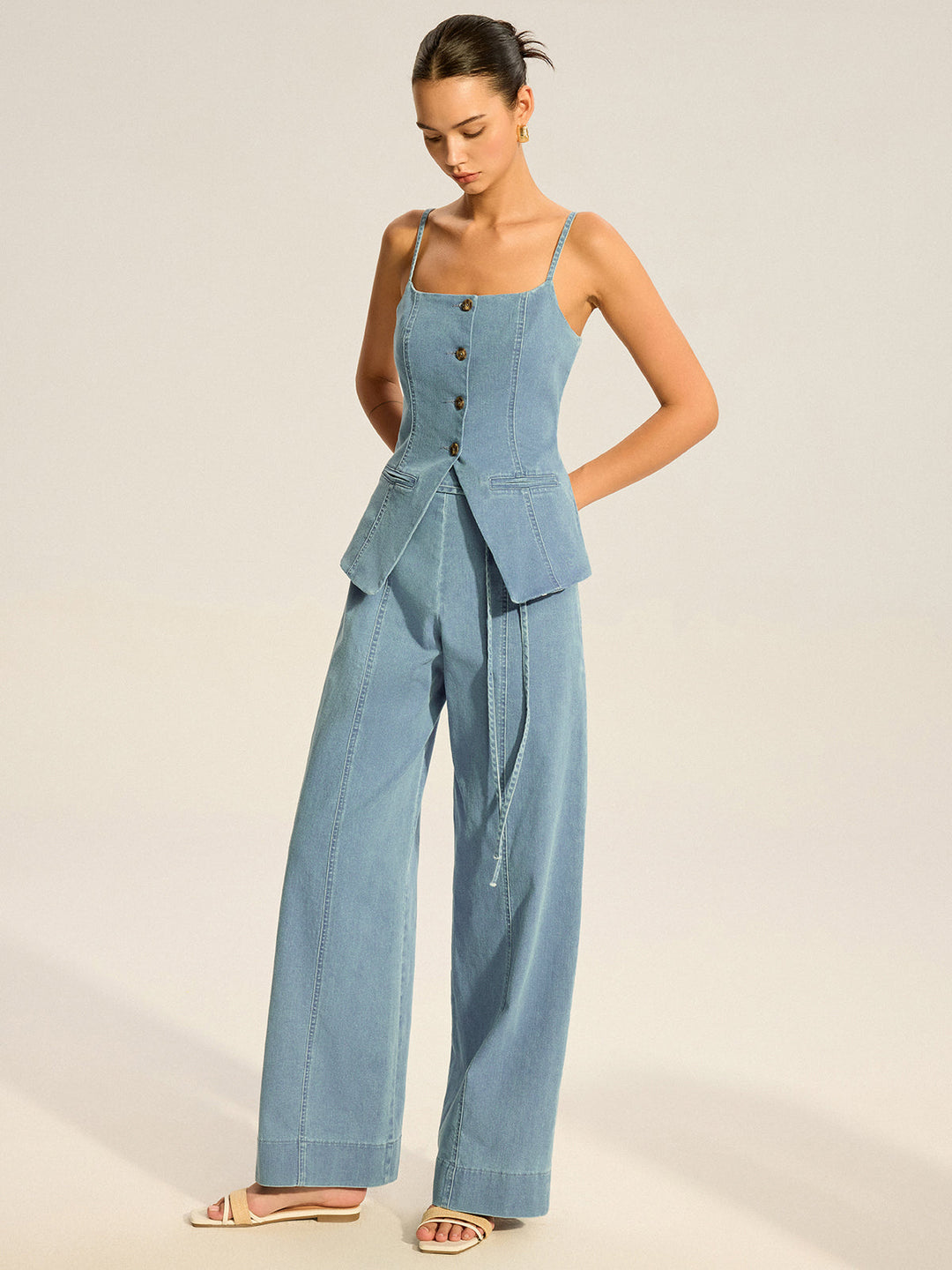 Denim Cami Vest and Pants Set  Liora Lane Boutique Pant Sets