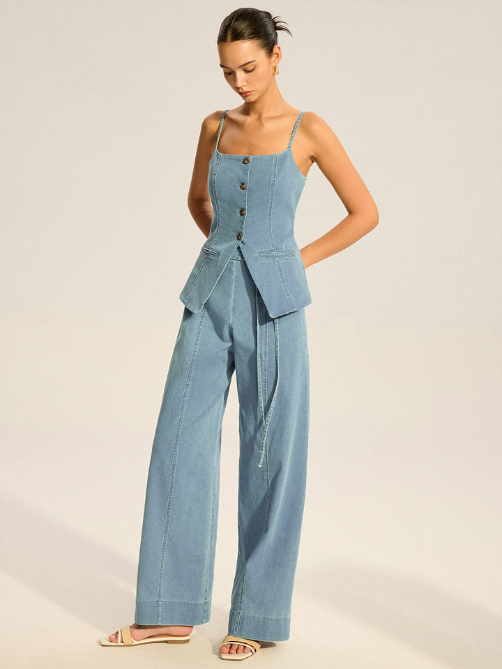 Denim Cami Vest and Pants Set  Liora Lane Boutique Pant Sets