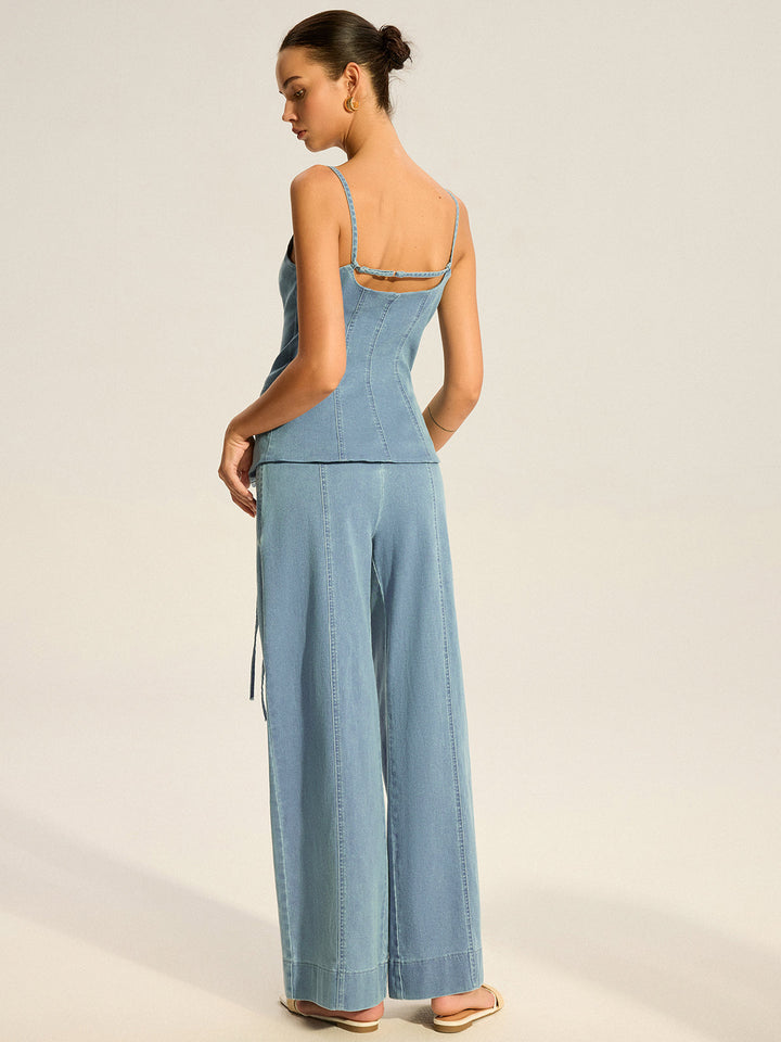 Denim Cami Vest and Pants Set  Liora Lane Boutique Pant Sets