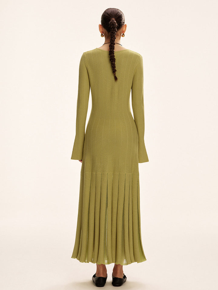 Mesh Pleated Hem Knit Maxi Dress  Liora Lane Boutique Sweater Dresses