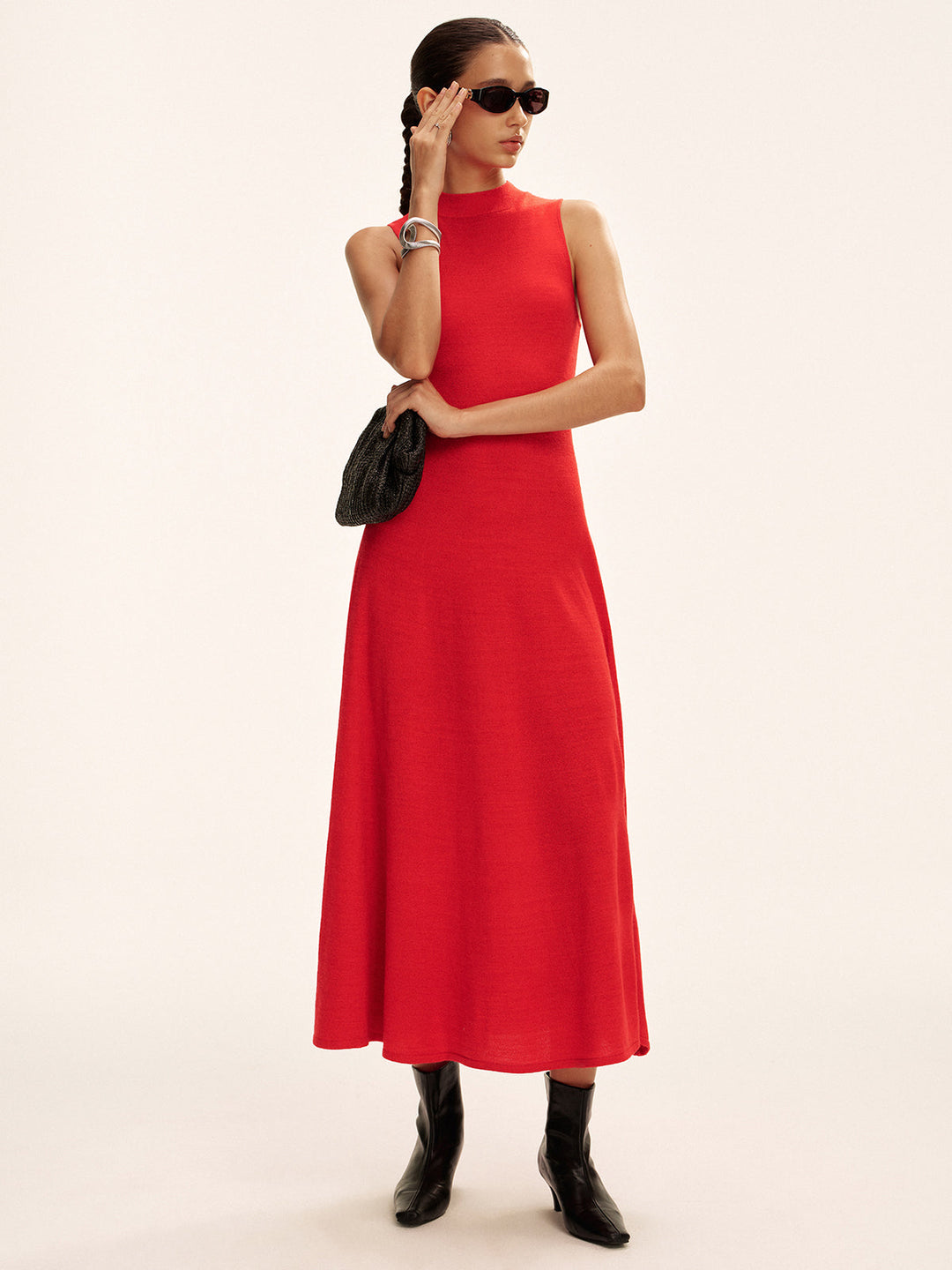 Sleeveless Mock Neck Wool Blend Maxi Sweater Dress  Liora Lane Boutique Sweater Dresses