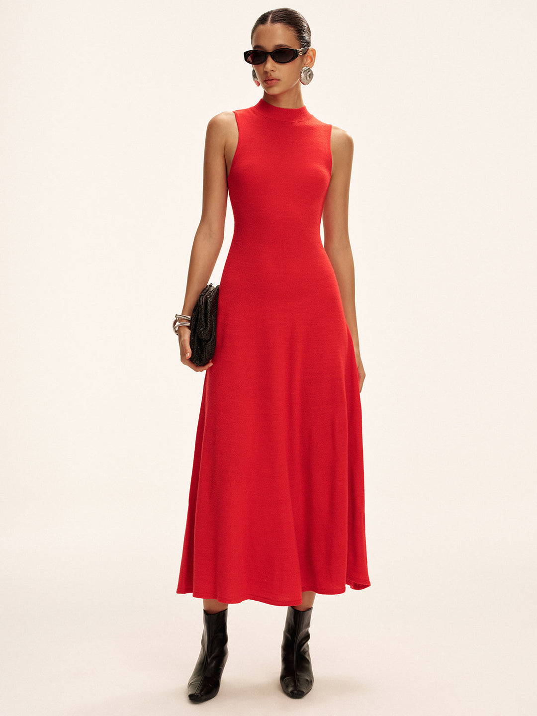 Sleeveless Mock Neck Wool Blend Maxi Sweater Dress  Liora Lane Boutique Sweater Dresses