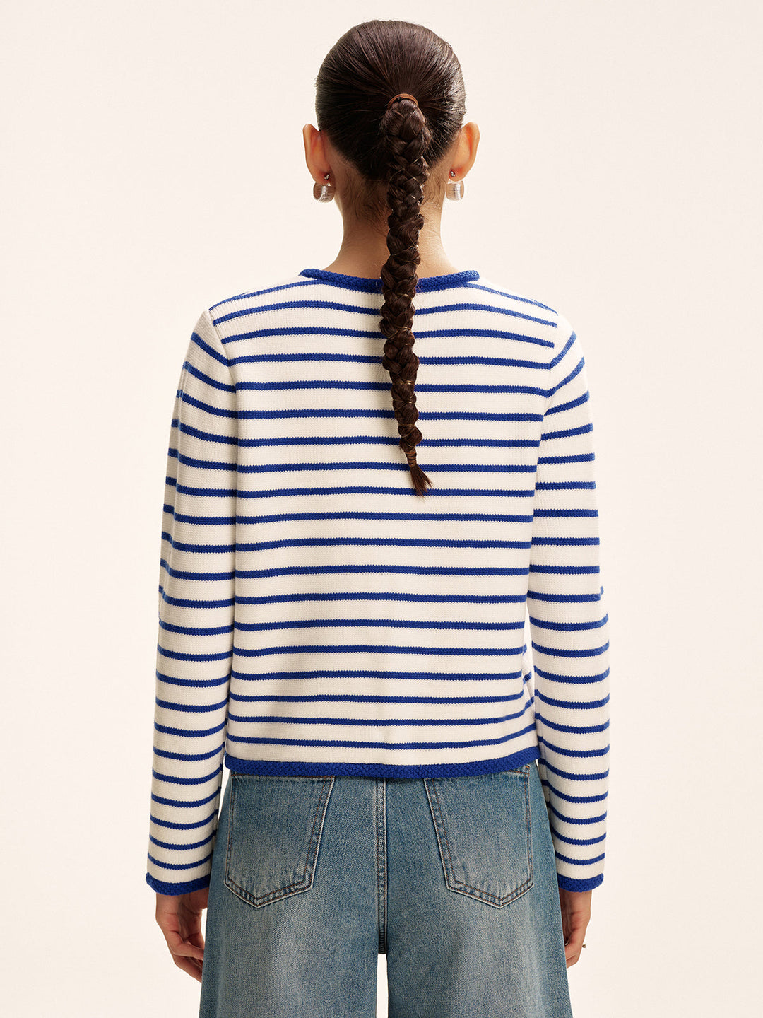 Striped Contrast Trim Knit Cardigan  Liora Lane Boutique Cardigans