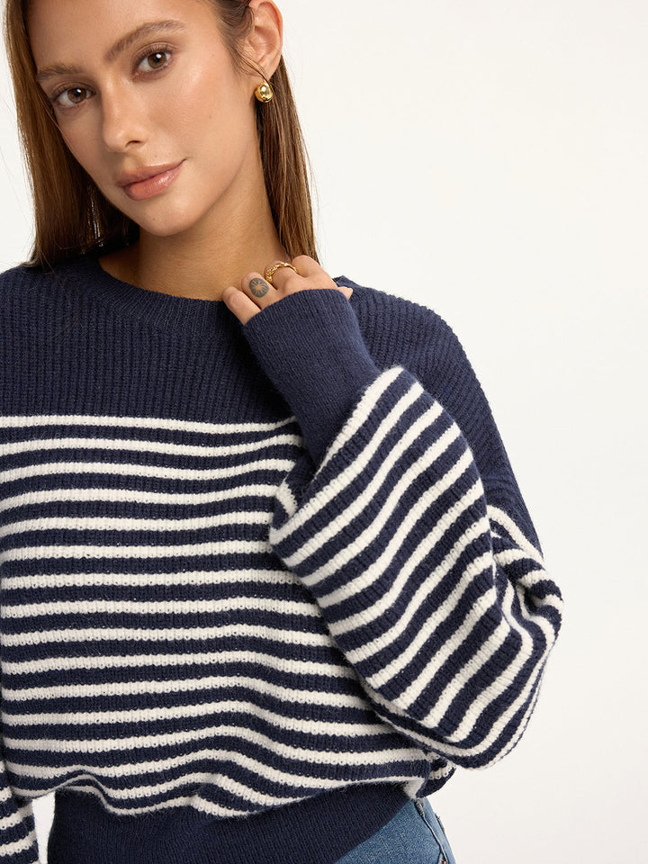 Stripped Ribbed Sweater  Liora Lane Boutique Sweaters