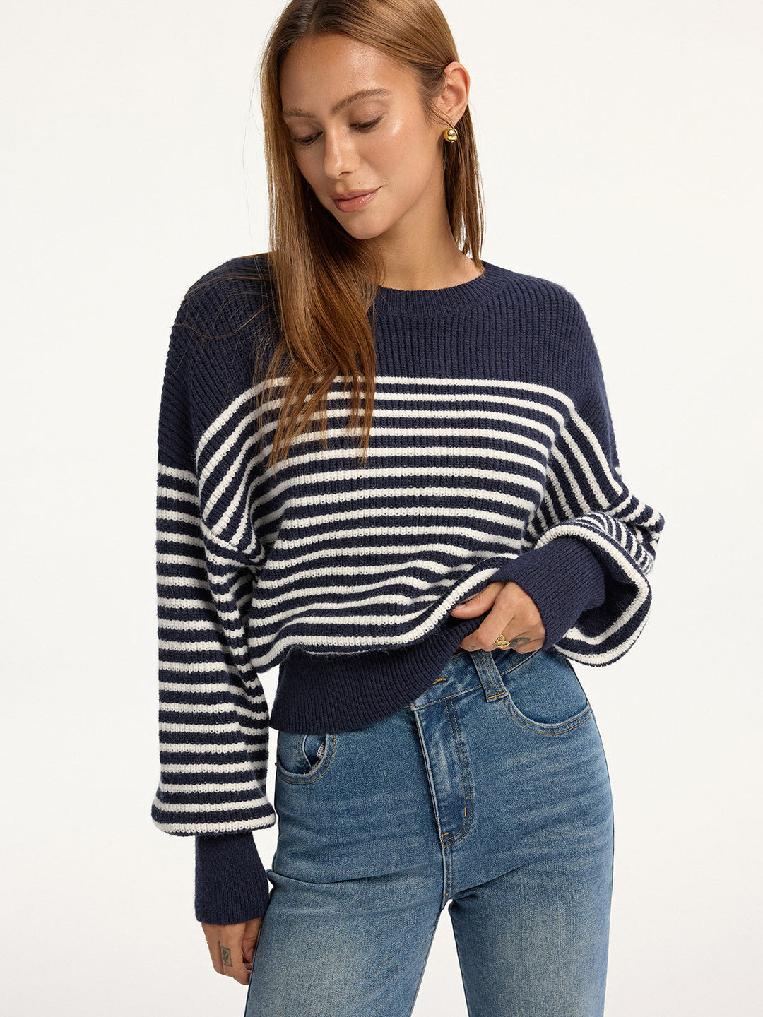 Stripped Ribbed Sweater  Liora Lane Boutique Sweaters