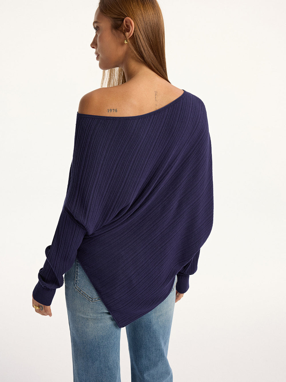 Textured Off-Shoulder Asymmetric Sweater  Liora Lane Boutique Sweaters