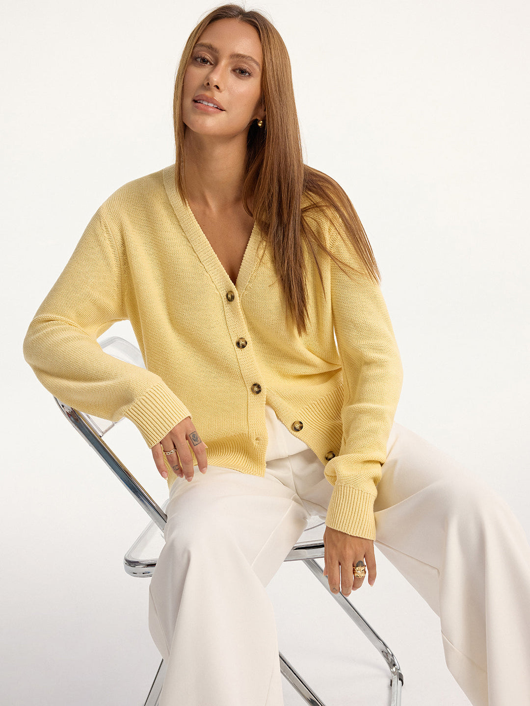 V-Neck Buttoned Knit Cardigan  Liora Lane Boutique Cardigans