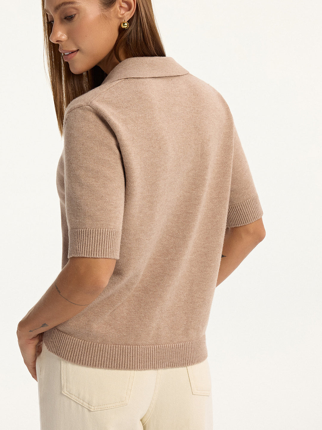 Short-Sleeved Knit Polo Top  Liora Lane Boutique Knit Tops