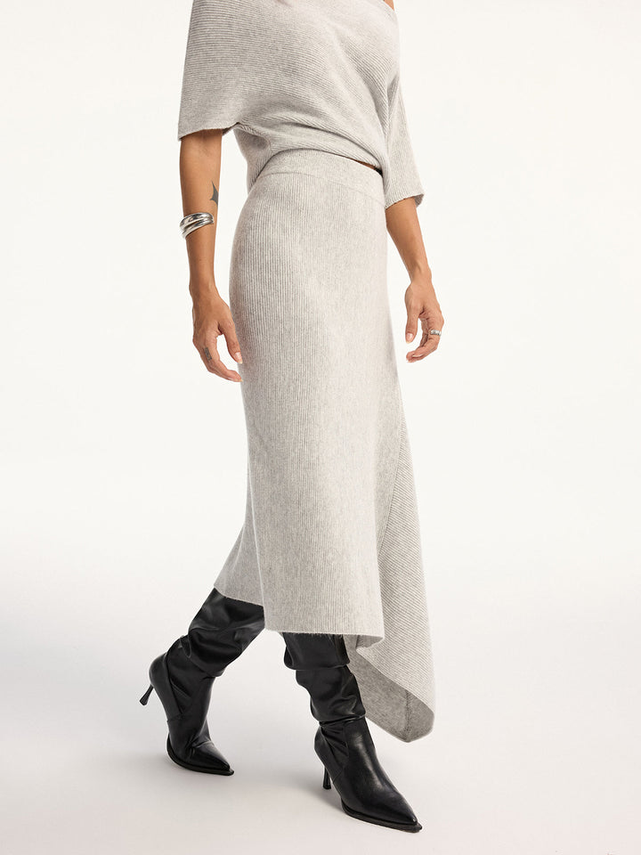 Asymmetric Wool-Blend Midi Skirt  Liora Lane Boutique Sweater Skirts