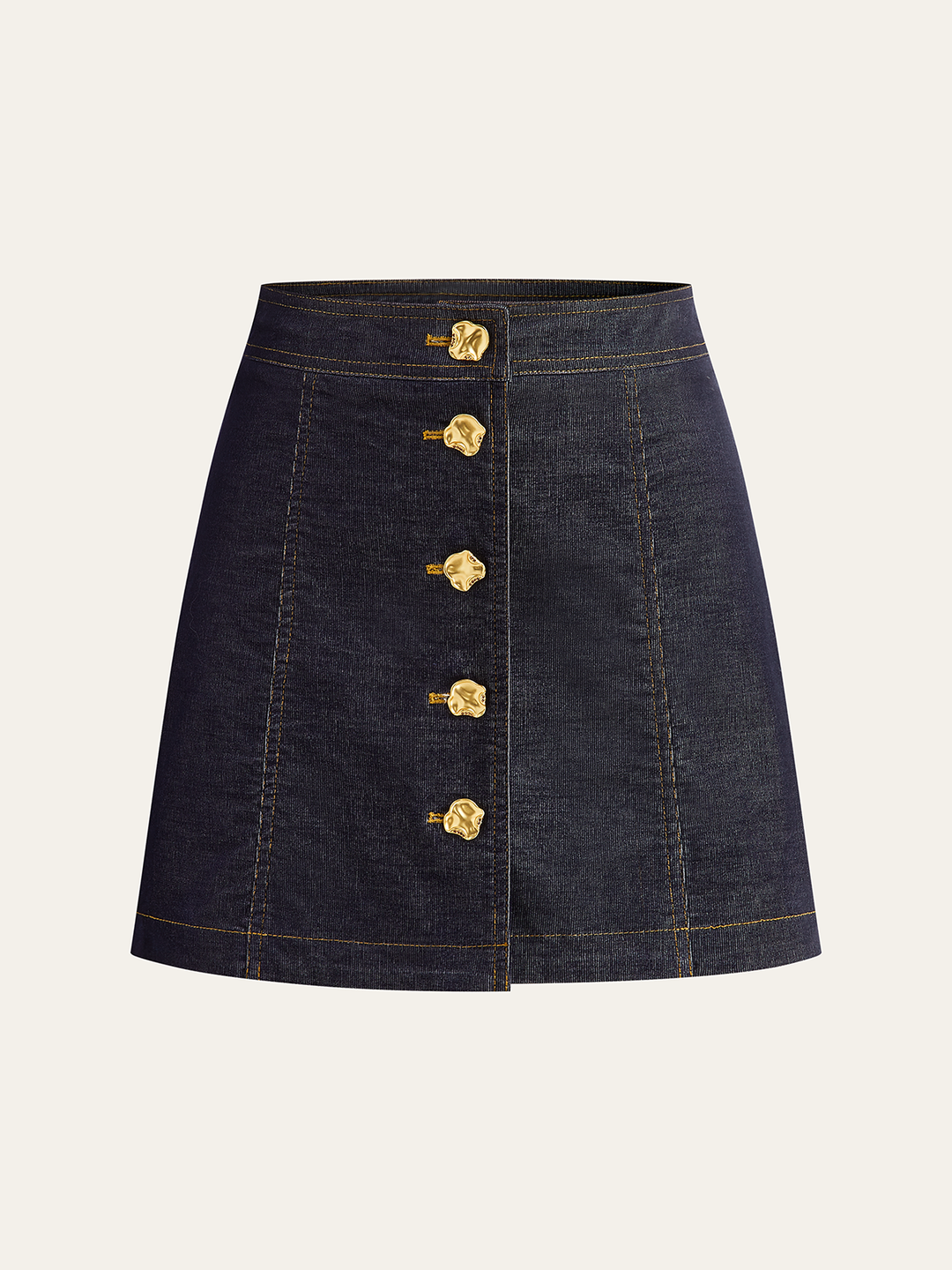 Metal Button-Front Mini Skirt  Liora Lane Boutique Skirts Blue / XL 35.00