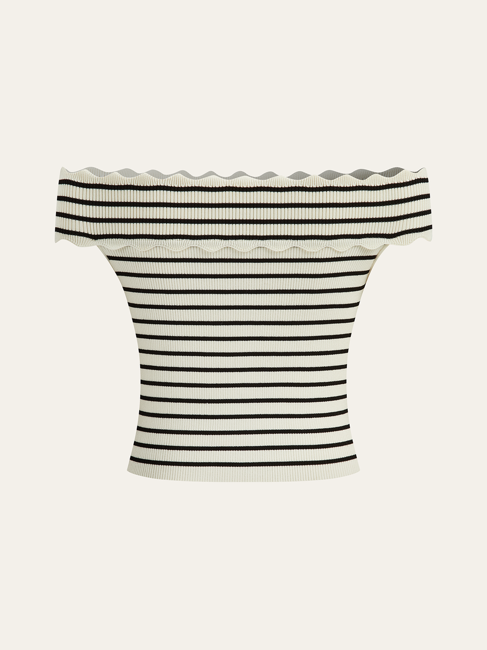 Striped Off-Shoulder Metal Button Knit Top  Liora Lane Boutique Knit Tops