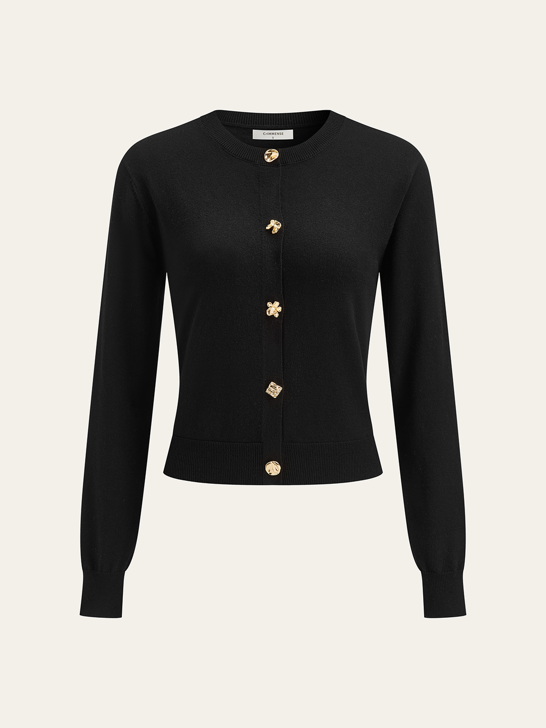 Wool Blend Metal Button Cardigan  Liora Lane Boutique Cardigans Black / XL 44.00