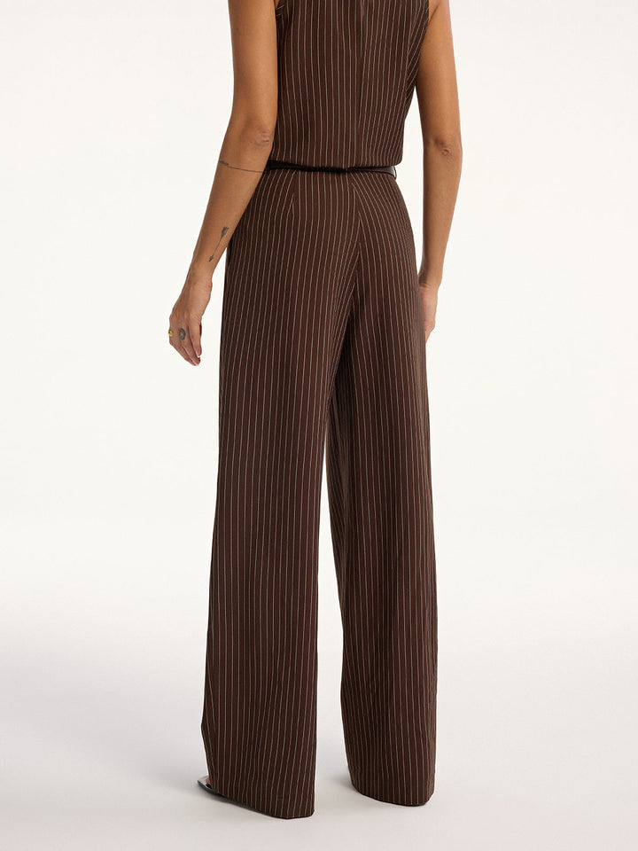Pinstripe Sleeveless Top and Pants Set with Belt  Liora Lane Boutique Pant Sets