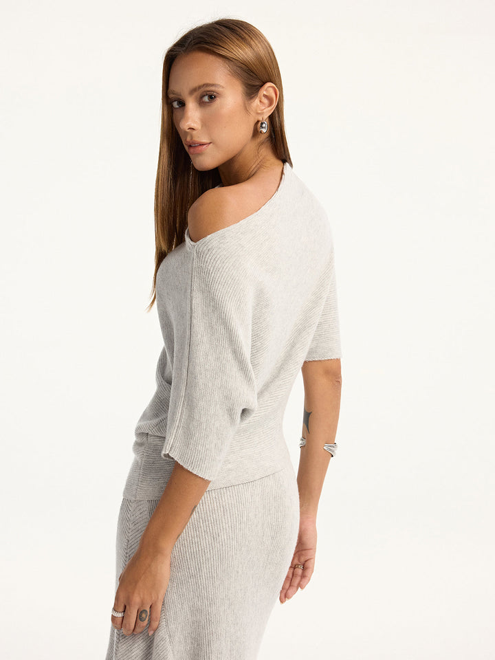 Wool-Blend Off-Shoulder Knit Top  Liora Lane Boutique Knit Tops