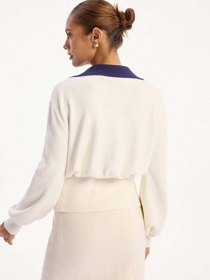 Sunburst Detail Contrast Trim Knit Cardigan  Liora Lane Boutique Cardigans