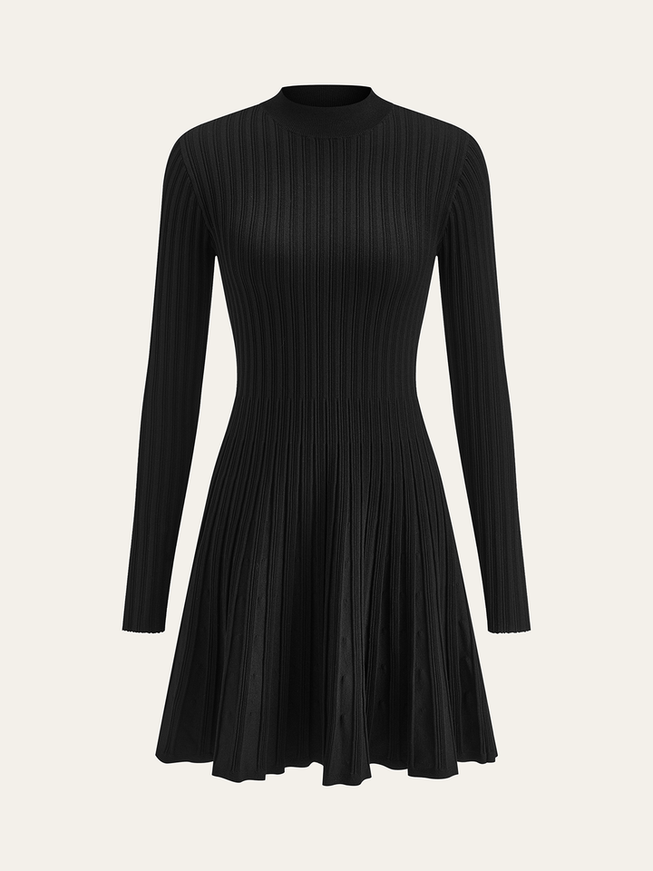 Mock Neck Flared Sweater Dress  Liora Lane Boutique Sweater Dresses