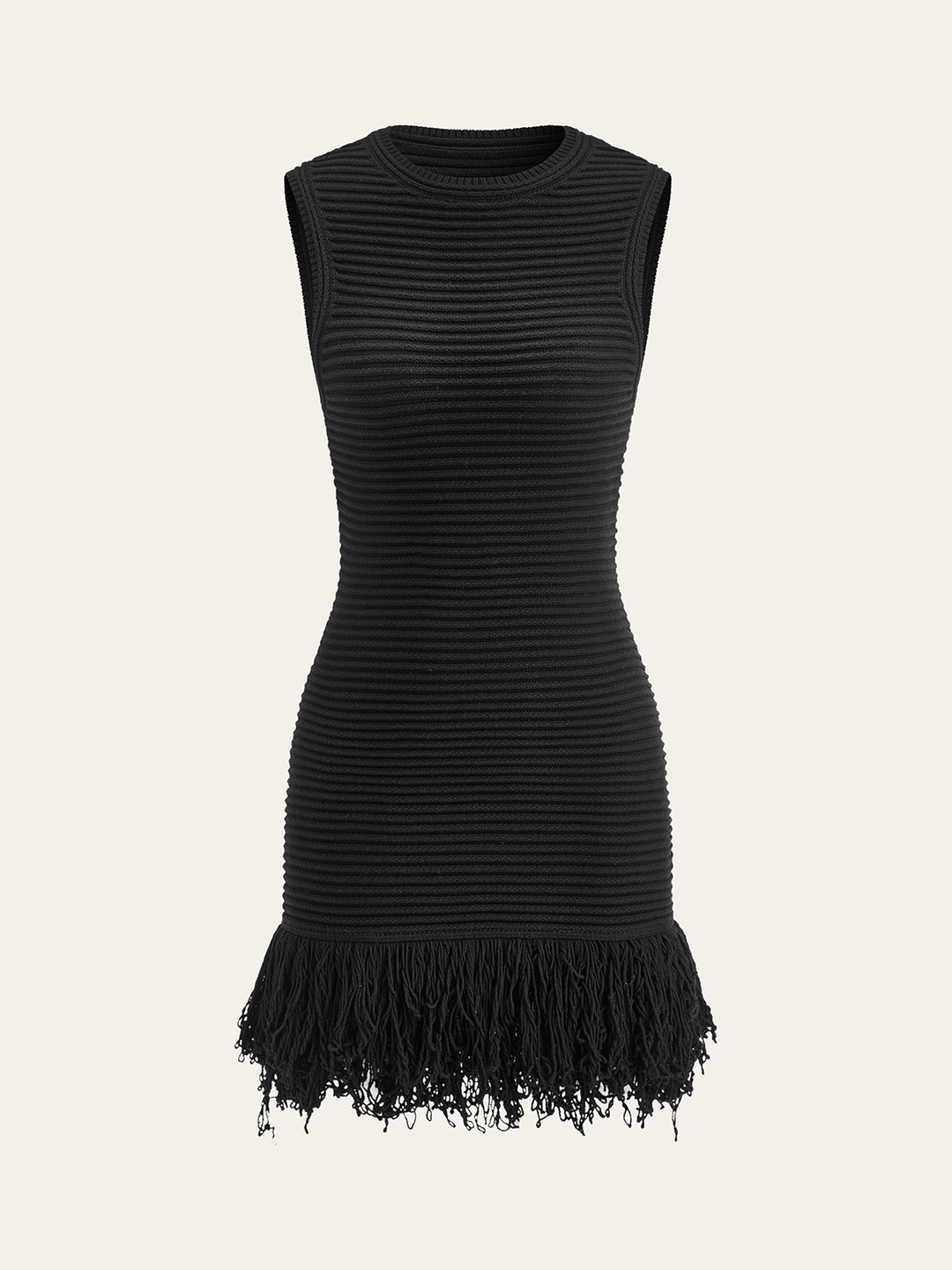 Sleeveless Fringe Hem Sweater Dress  Liora Lane Boutique Sweater Dresses Black / XL 153.99