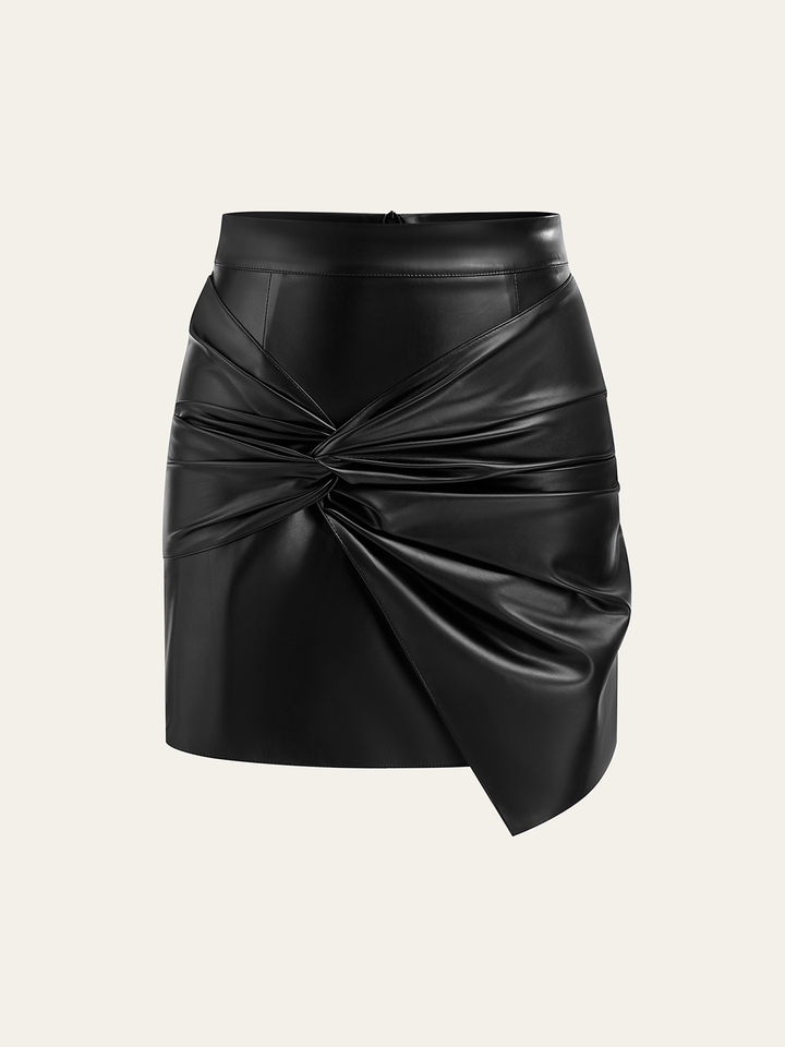 Faux Leather Twist Mini Skirt  Liora Lane Boutique Skirts Black / L 74.99