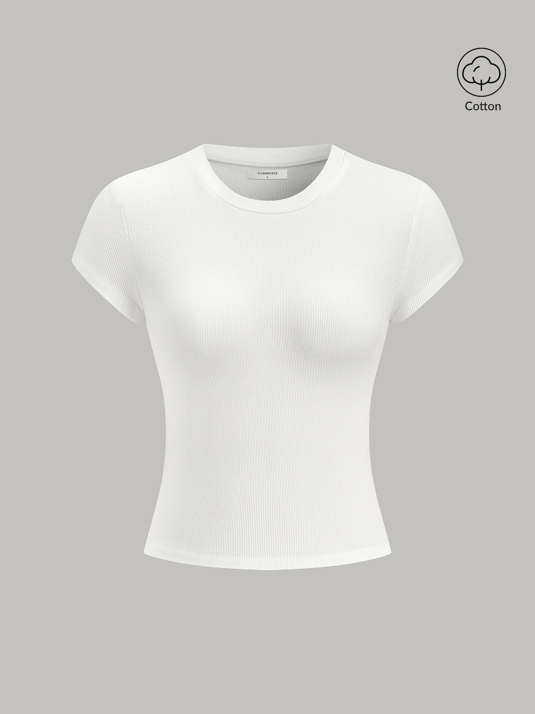 Ribbed Crew Neck Short Sleeve Cotton-Blend Top  Liora Lane Boutique T-Shirts