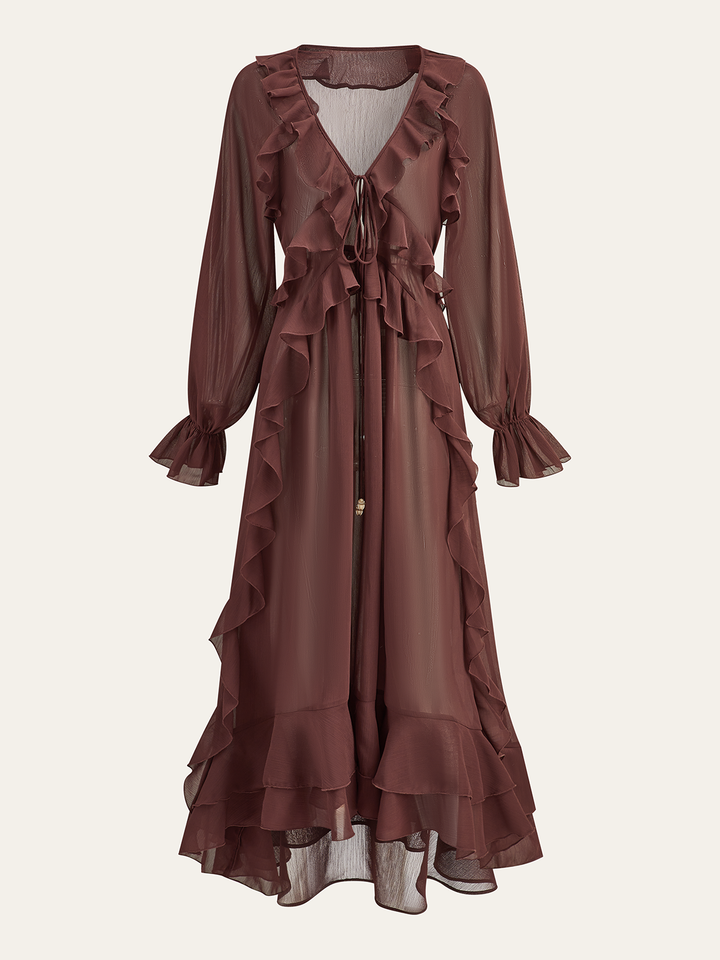 Ruffled Chiffon Maxi Dress Set with Cami Dress Liner  Liora Lane Boutique Skirt Sets