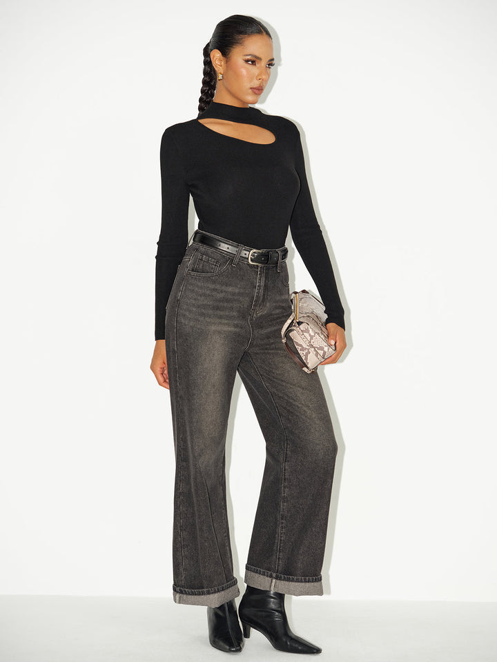 Cut-Out Long-Sleeve Knit Top  Liora Lane Boutique Knit Tops