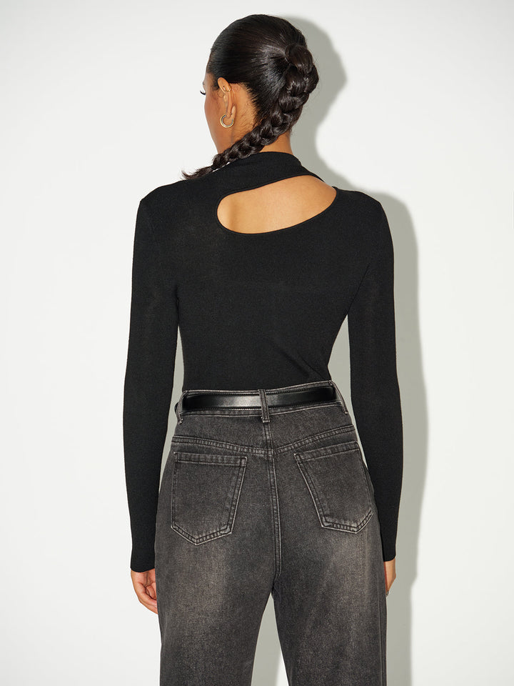 Cut-Out Long-Sleeve Knit Top  Liora Lane Boutique Knit Tops