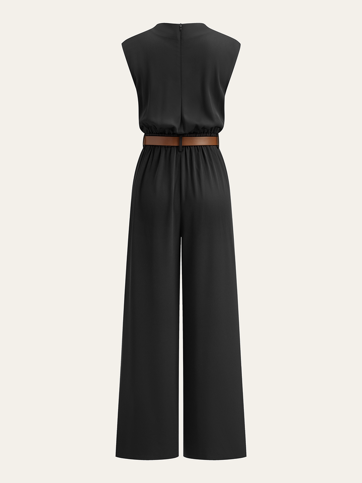 Belted Mock Neck Wide-Leg Jumpsuit  Liora Lane Boutique Jumpsuits