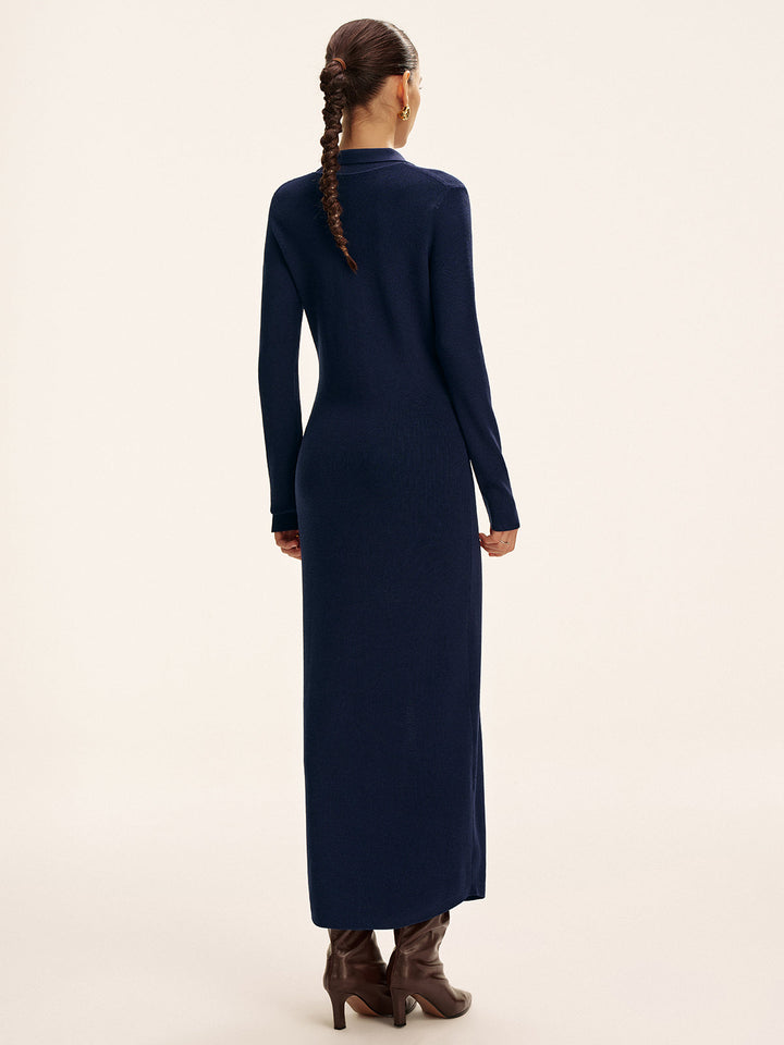 Long Sleeve Button Knit Maxi Dress without Belt  Liora Lane Boutique Sweater Dresses