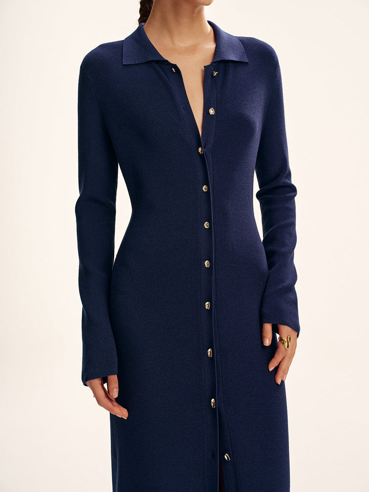 Long Sleeve Button Knit Maxi Dress without Belt  Liora Lane Boutique Sweater Dresses