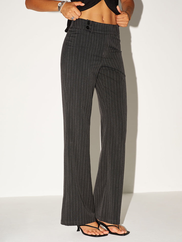 Pinstripe Low-Waist Pants  Liora Lane Boutique Pants Grey / XL 52.00