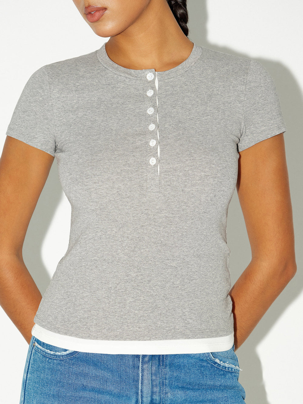 2 in 1 Layered Hem Short Sleeved T-Shirt  Liora Lane Boutique T-Shirts