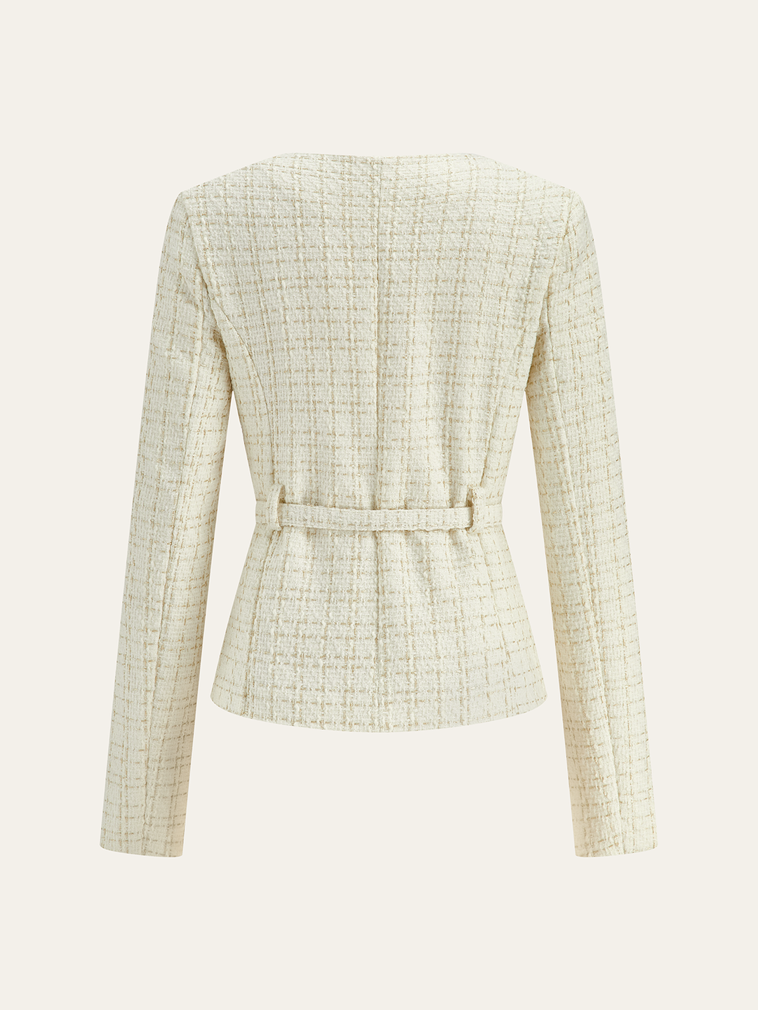Metal Button Tweed Belted Blazer  Liora Lane Boutique Blazers