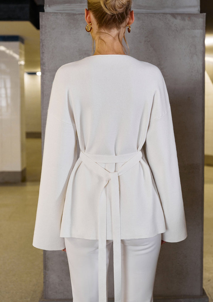 Wool-Blend V-Neck Single-Button Sweater  Liora Lane Boutique Sweaters