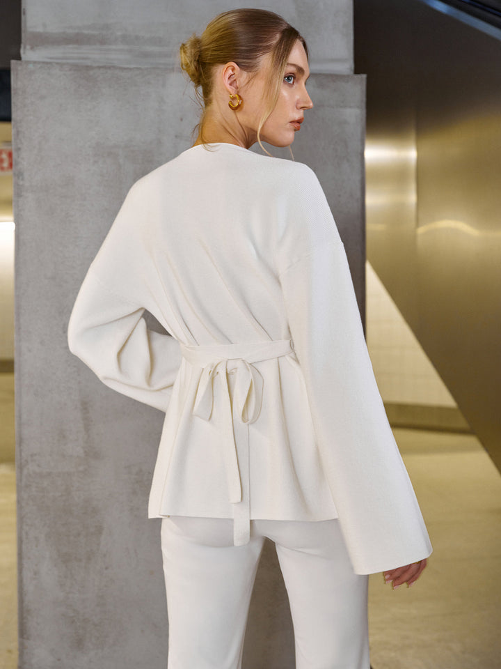 Wool-Blend V-Neck Single-Button Sweater  Liora Lane Boutique Sweaters