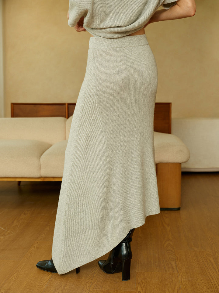 Asymmetric Wool-Blend Midi Skirt  Liora Lane Boutique Sweater Skirts