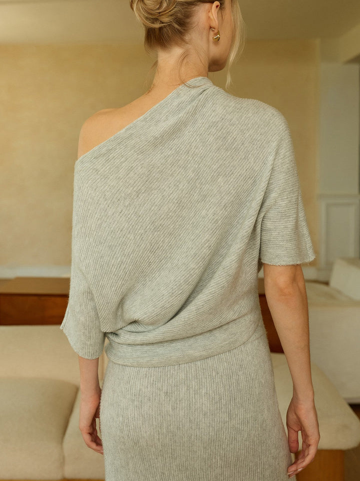 Wool-Blend Off-Shoulder Knit Top  Liora Lane Boutique Knit Tops