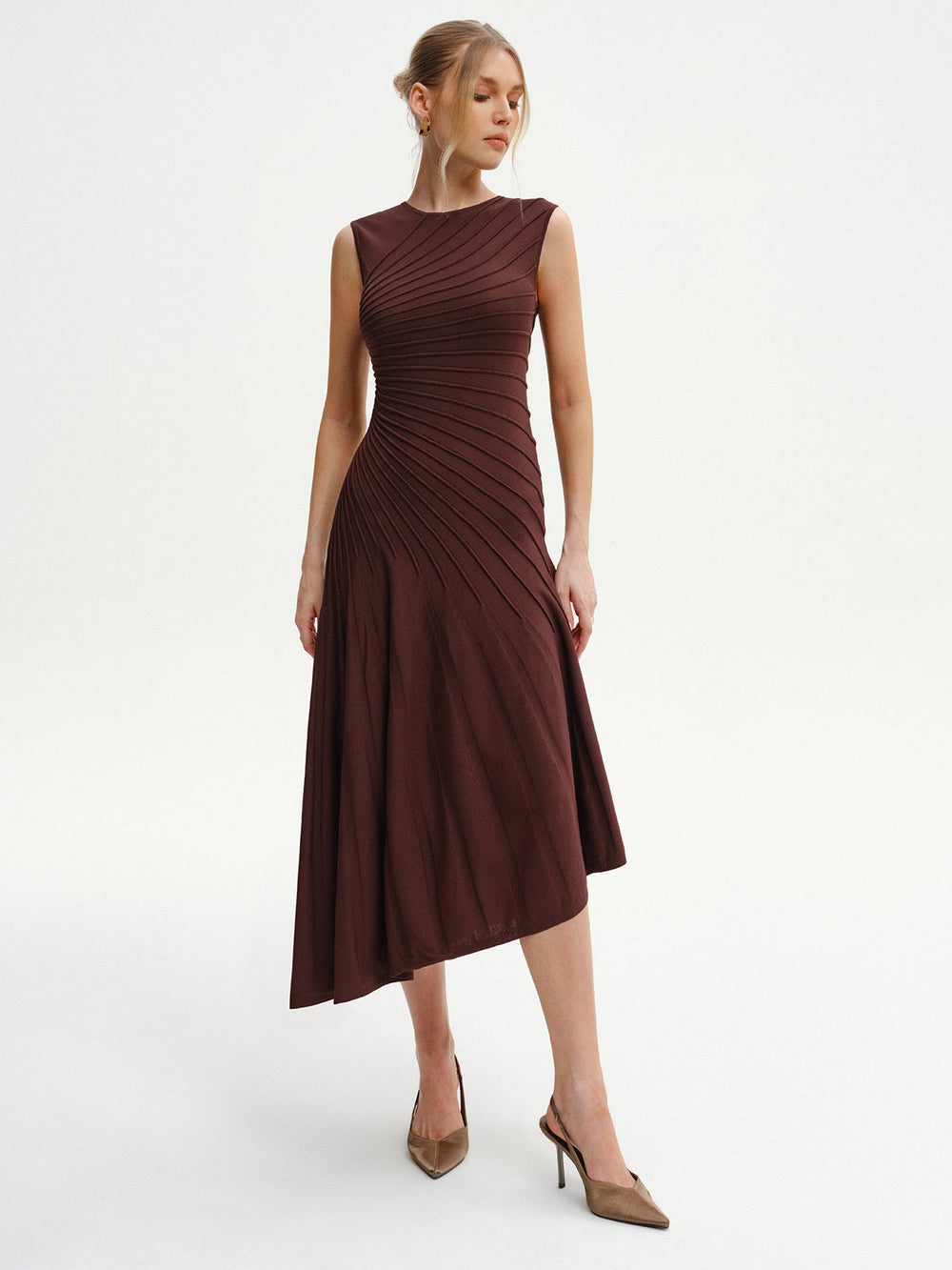 Sleeveless Asymmetric Midi Sweater Dress  Liora Lane Boutique Sweater Dresses
