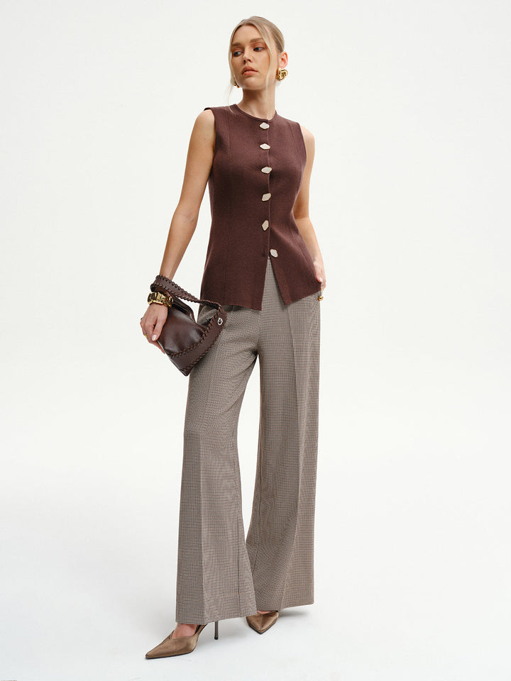 Wool-Blend Sleeveless Button Knit Cardigan  Liora Lane Boutique Cardigans