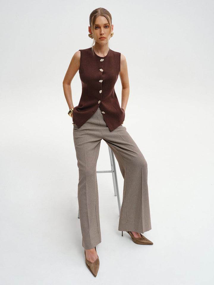 Wool-Blend Sleeveless Button Knit Cardigan  Liora Lane Boutique Cardigans