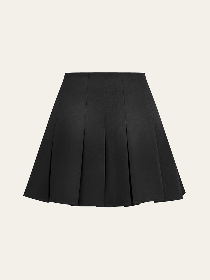 Pleated Mini Skirt with Decor Button  Liora Lane Boutique Skirts