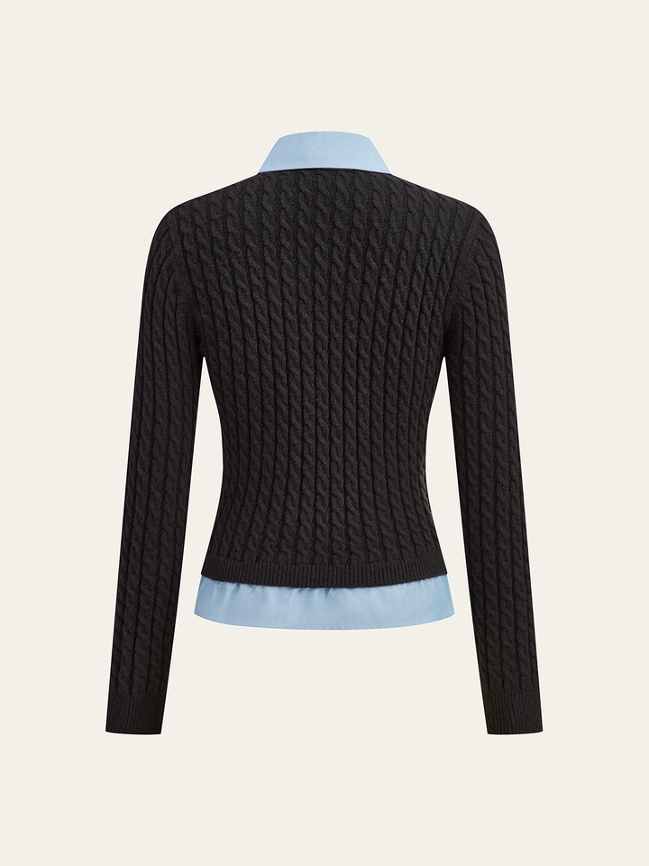 2 in1 Paneled Cable-Knit Cardigan  Liora Lane Boutique Cardigans