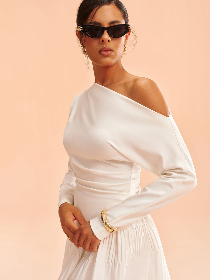 Asymmetric One-Shoulder Top and Ruffled Skirt Set  Liora Lane Boutique Skirt Sets